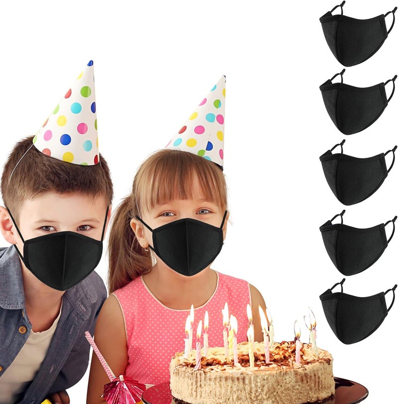 comfso 5Pack (S/XS) Child Kids Cloth Reusable Washable Face Mask Breathable with Adjustable Ear Loop - Image 2